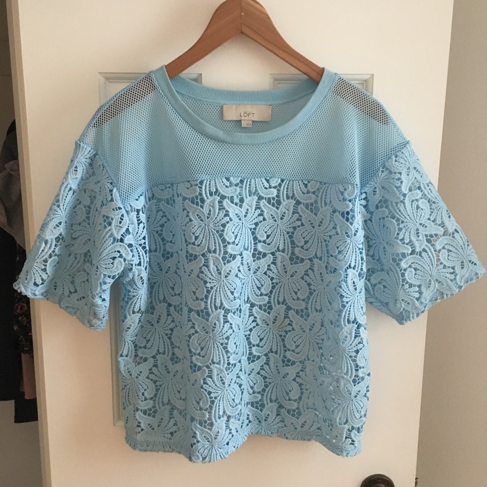 Ann Taylor Loft Sky Blue Top